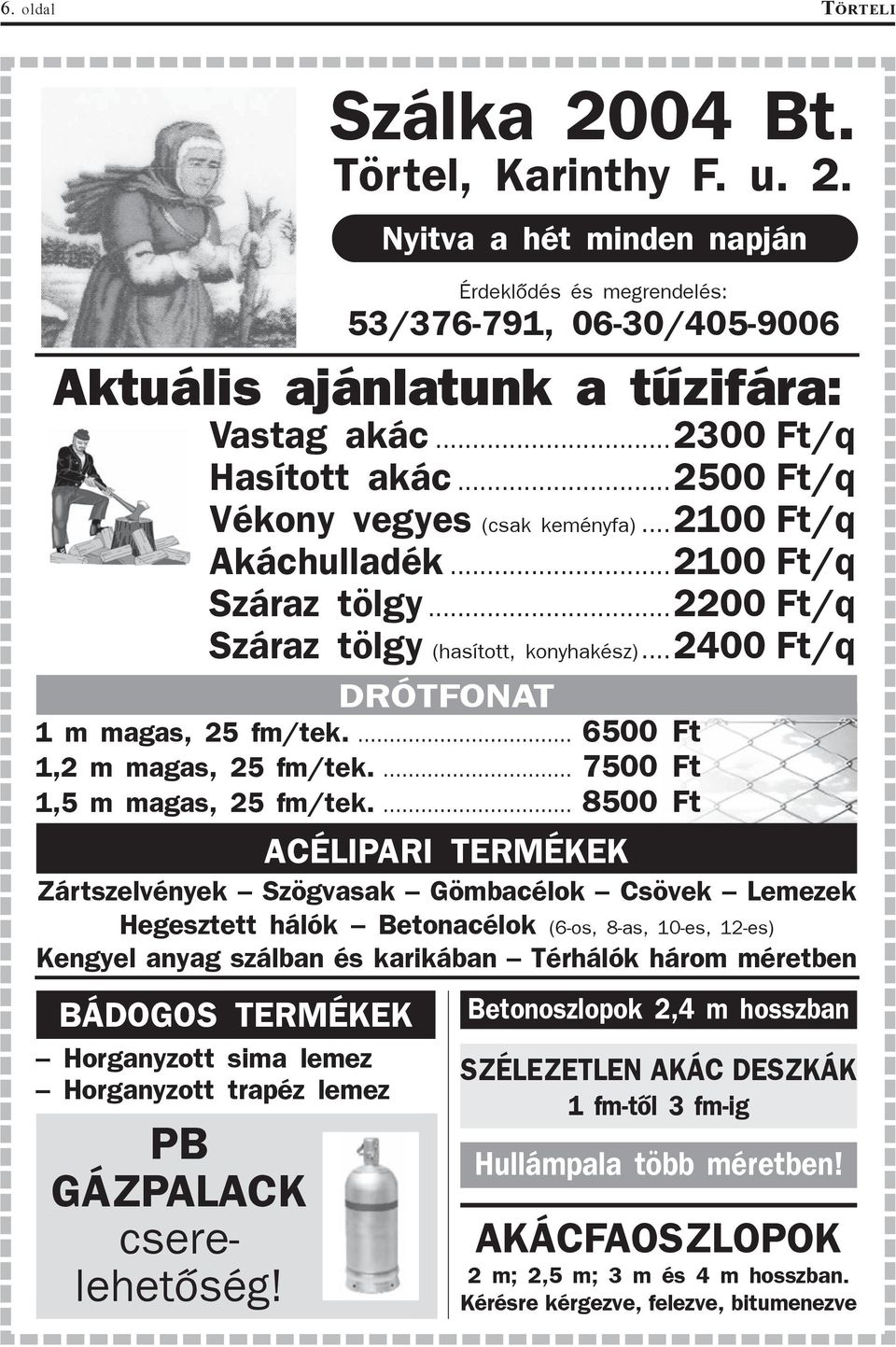 .. 2400 Ft/q DRÓTFONAT 1 m magas, 25 fm/tek.... 6500 Ft 1,2 m magas, 25 fm/tek.... 7500 Ft 1,5 m magas, 25 fm/tek.