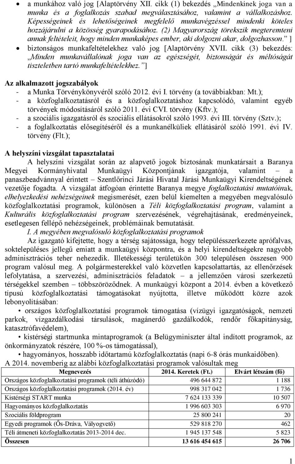 (2) Magyarország törekszik megteremteni annak feltételeit, hogy minden munkaképes ember, aki dolgozni akar, dolgozhasson. ] biztonságos munkafeltételekhez való jog [Alaptörvény XVII.