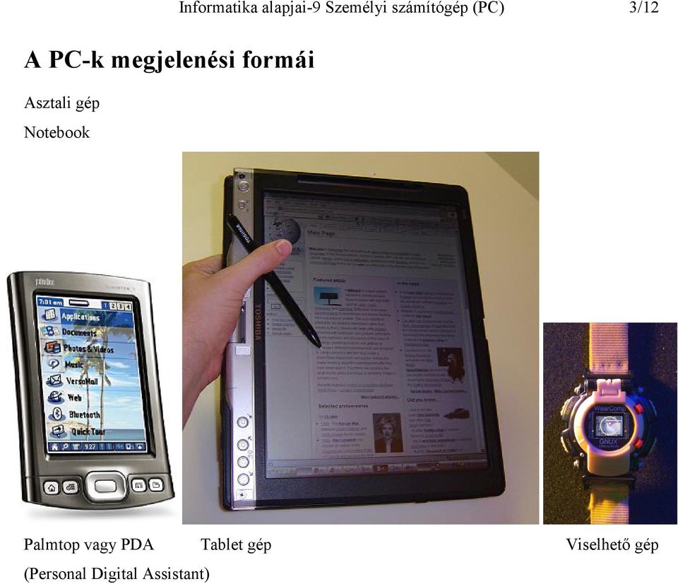 Asztali gép Notebook Palmtop vagy PDA