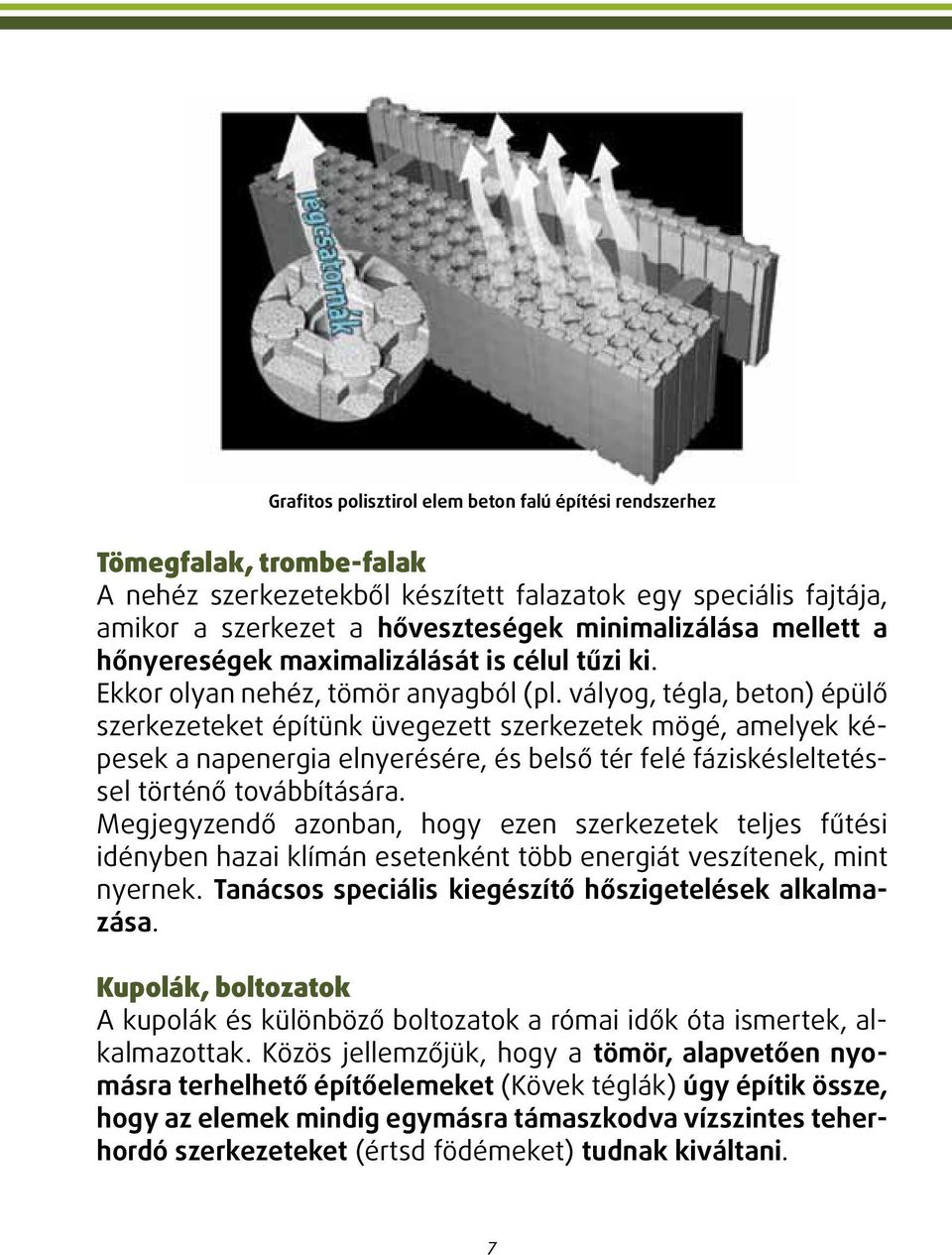 vályog, tégla, beton) épülő szerkezeteket építünk üvegezett szerkezetek mögé, amelyek képesek a napenergia elnyerésére, és belső tér felé fáziskésleltetéssel történő továbbítására.