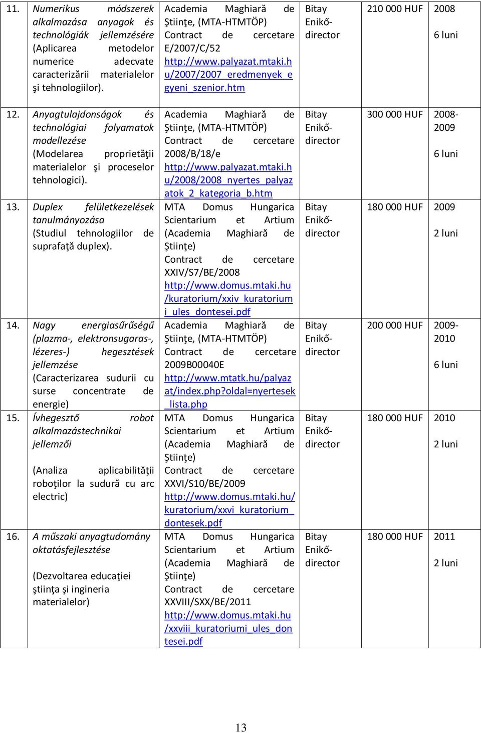 Anyagtulajdonságok és technológiai folyamatok modellezése (Modelarea proprietăţii materialelor şi proceselor tehnologici). 13.