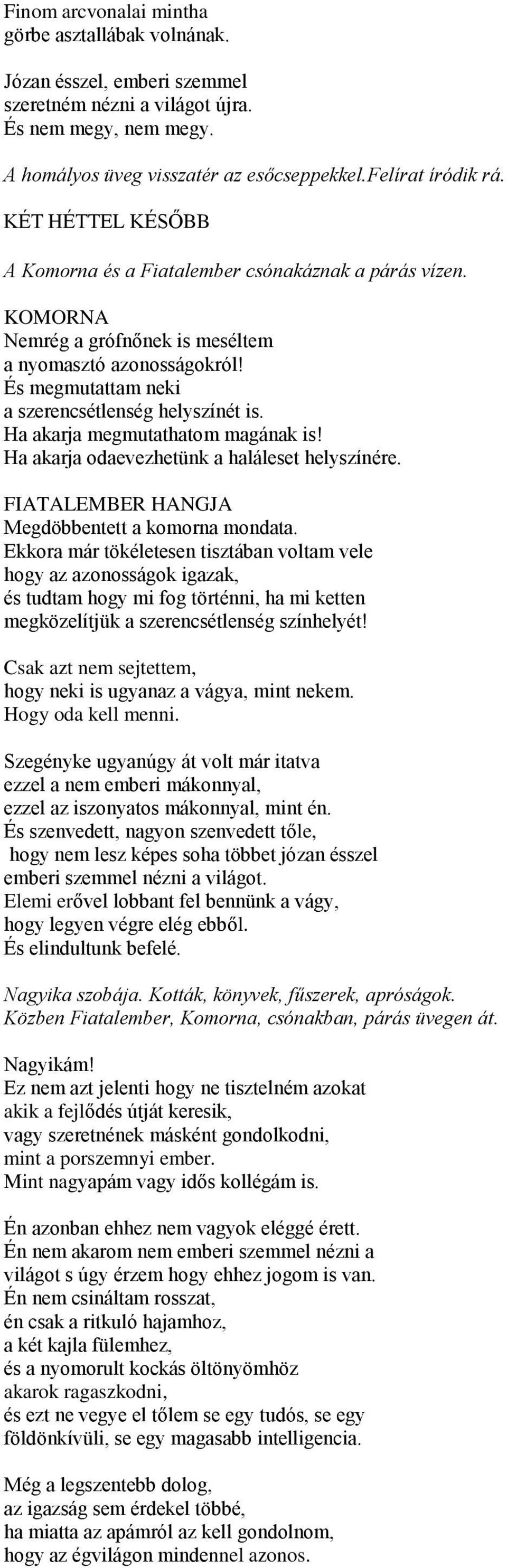 Ha akarja megmutathatom magának is! Ha akarja odaevezhetünk a haláleset helyszínére. HANGJA Megdöbbentett a komorna mondata.