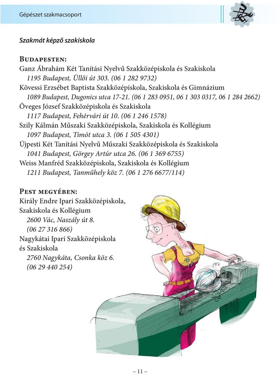 (06 1 283 0951, 06 1 303 0317, 06 1 284 2662) Öveges József Szakközépiskola és Szakiskola 1117 Budapest, Fehérvári út 10.