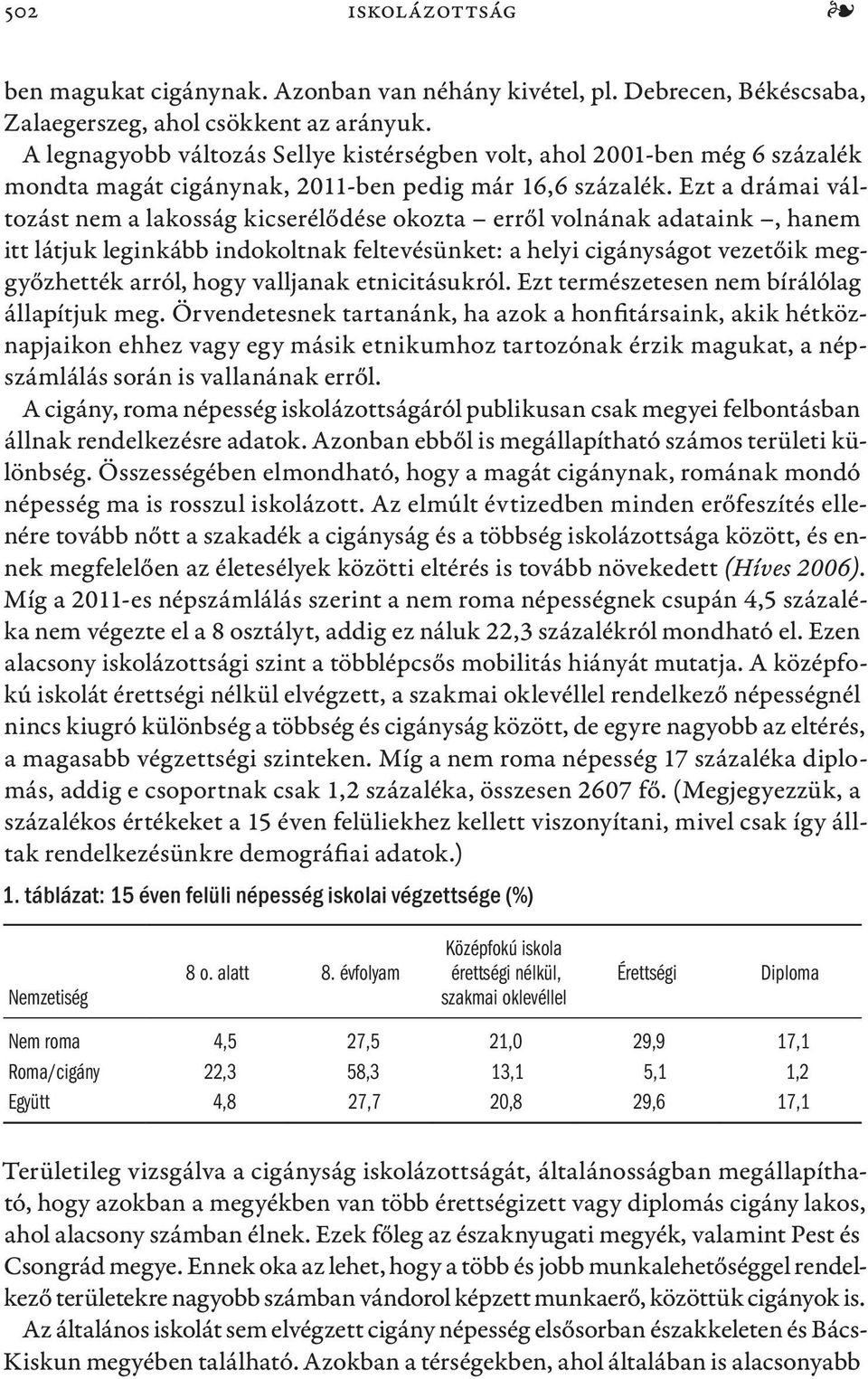 Ezt a drámai változást nem a lakosság kicserélődése okozta erről volnának adataink, hanem itt látjuk leginkább indokoltnak feltevésünket: a helyi cigányságot vezetőik meggyőzhették arról, hogy