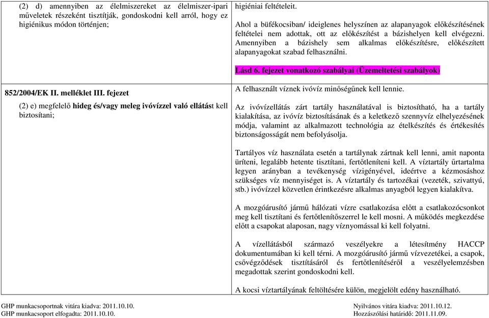 Amennyiben a bázishely sem alkalmas előkészítésre, előkészített alapanyagokat szabad felhasználni. Lásd 6.