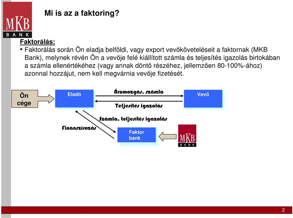 révén Ön a vevője felé kiállított számla és teljesítés igazolás birtokában a számla ellenértékéhez (vagy annak