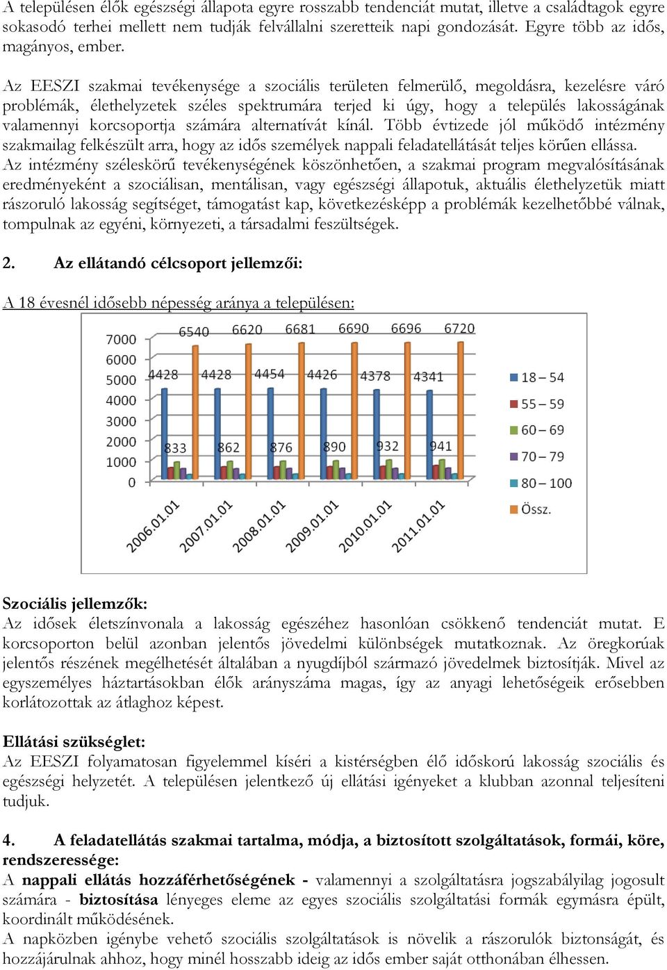 Az EESZI szakmai tevékenysége a szociális területen felmerülı, megoldásra, kezelésre váró problémák, élethelyzetek széles spektrumára terjed ki úgy, hogy a település lakosságának valamennyi