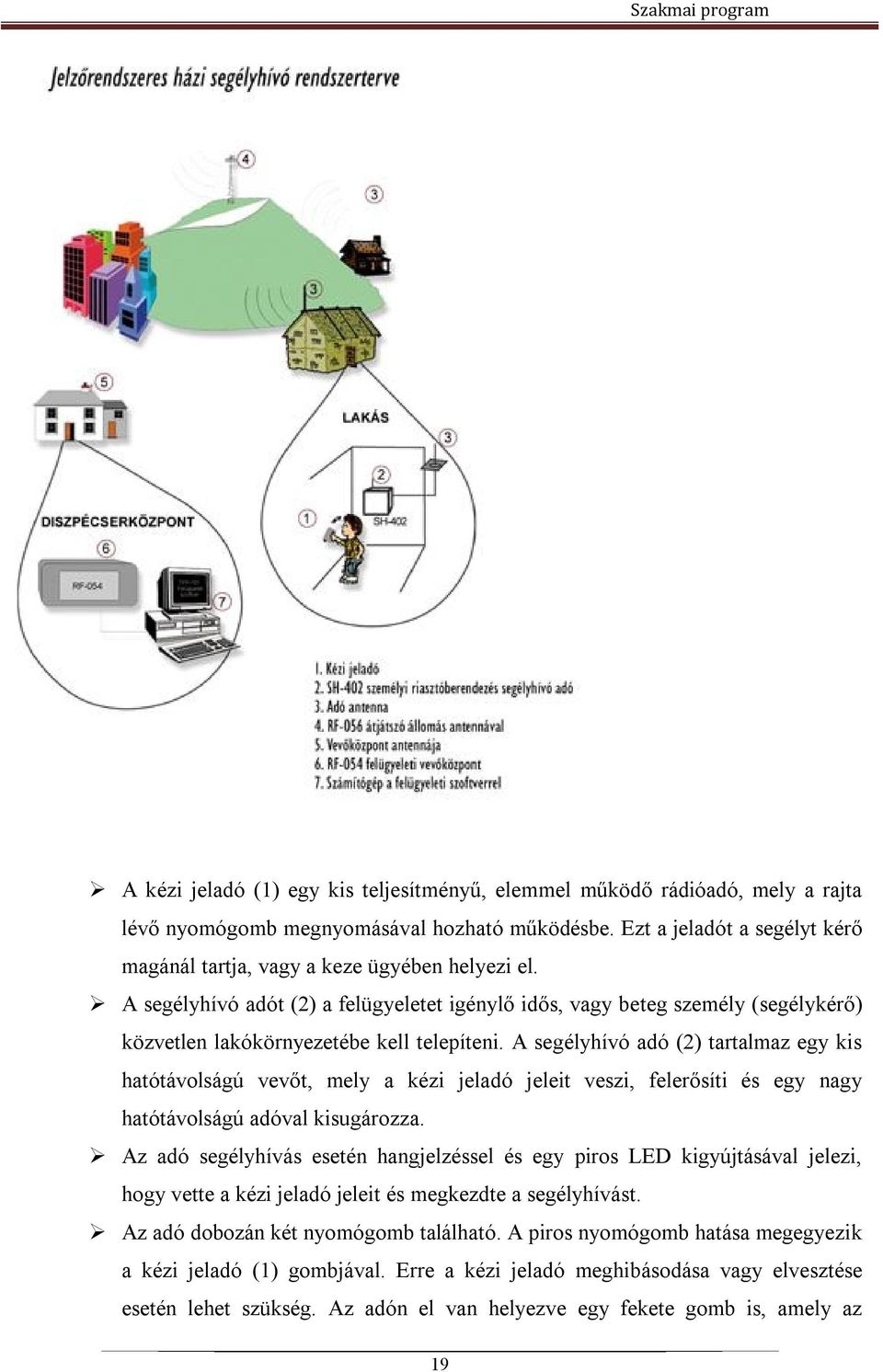 A segélyhívó adót (2) a felügyeletet igénylő idős, vagy beteg személy (segélykérő) közvetlen lakókörnyezetébe kell telepíteni.