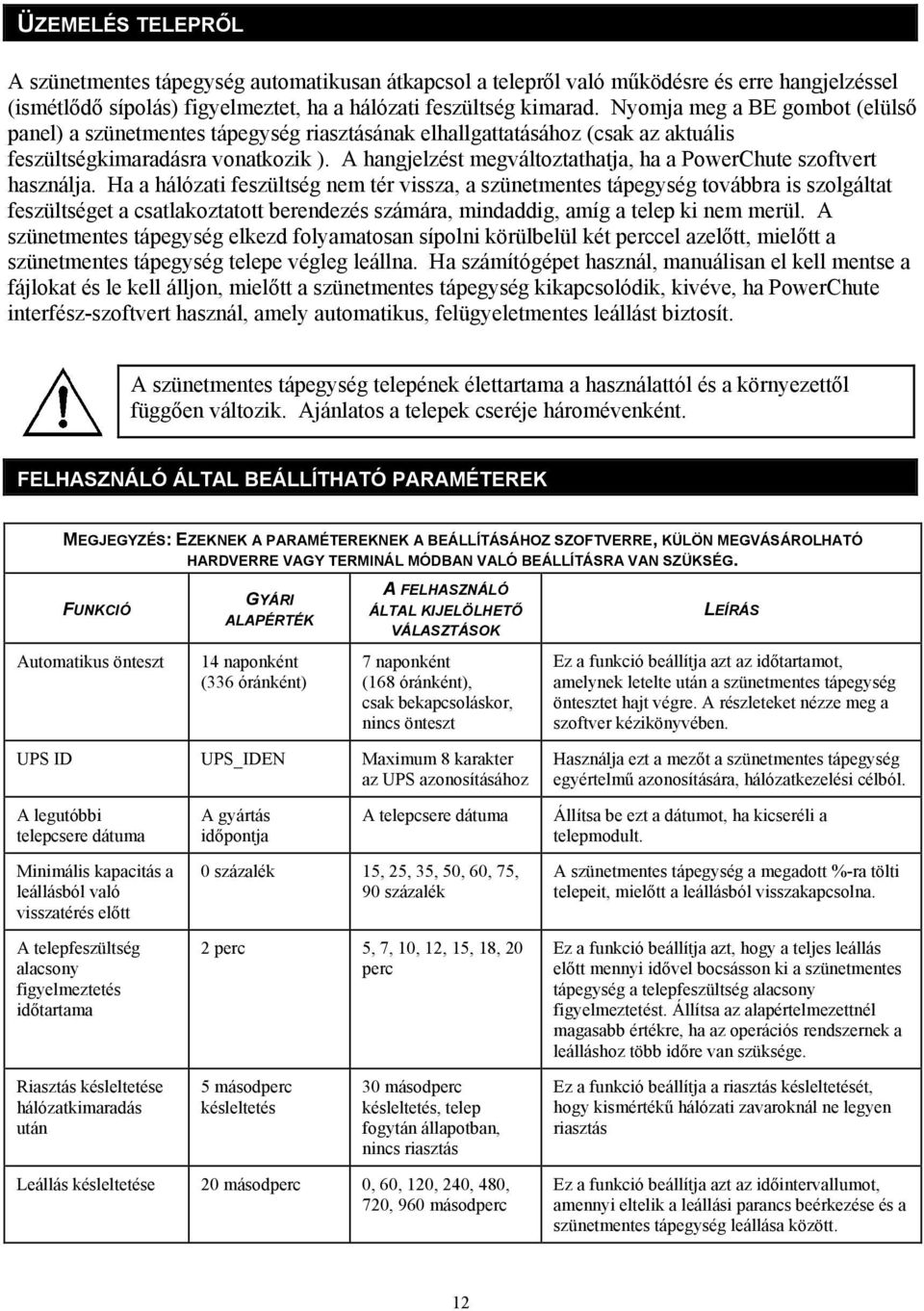 A hangjelzést megváltoztathatja, ha a PowerChute szoftvert használja.