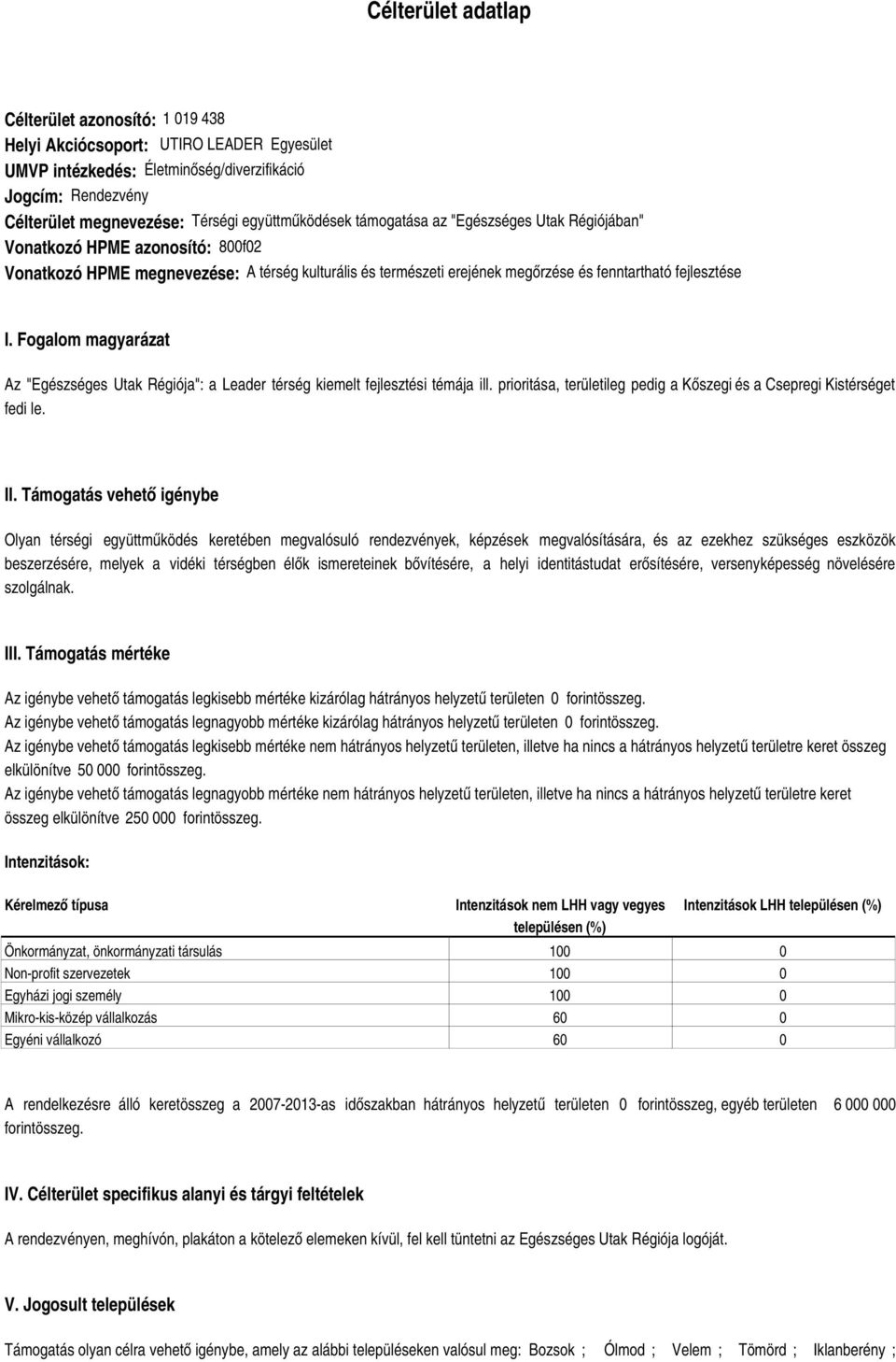 fejlesztése I. Fogalom magyarázat Az "Egészséges Utak Régiója": a Leader térség kiemelt fejlesztési témája ill. prioritása, területileg pedig a Kőszegi és a Csepregi Kistérséget fedi le. II.