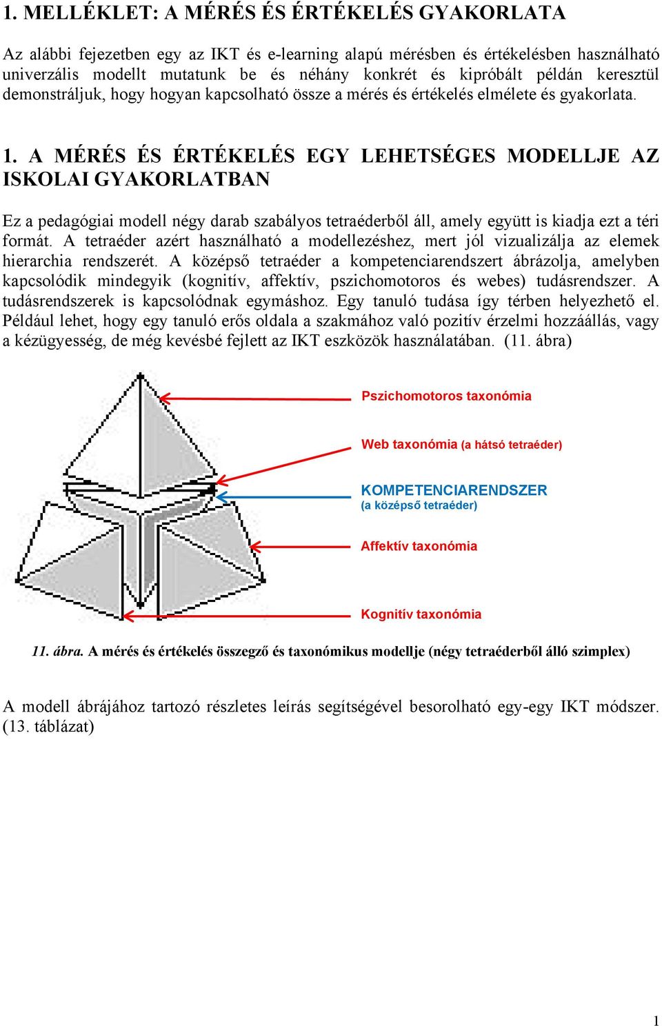A MÉRÉS ÉS ÉRTÉKELÉS EGY LEHETSÉGES MODELLJE AZ ISKOLAI GYAKORLATBAN Ez a pedagógiai modell négy darab szabályos tetraéderből áll, amely együtt is kiadja ezt a téri formát.