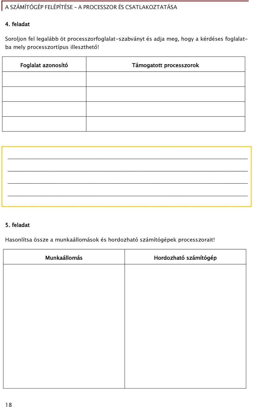 Foglalat azonosító Támogatott processzorok 5.