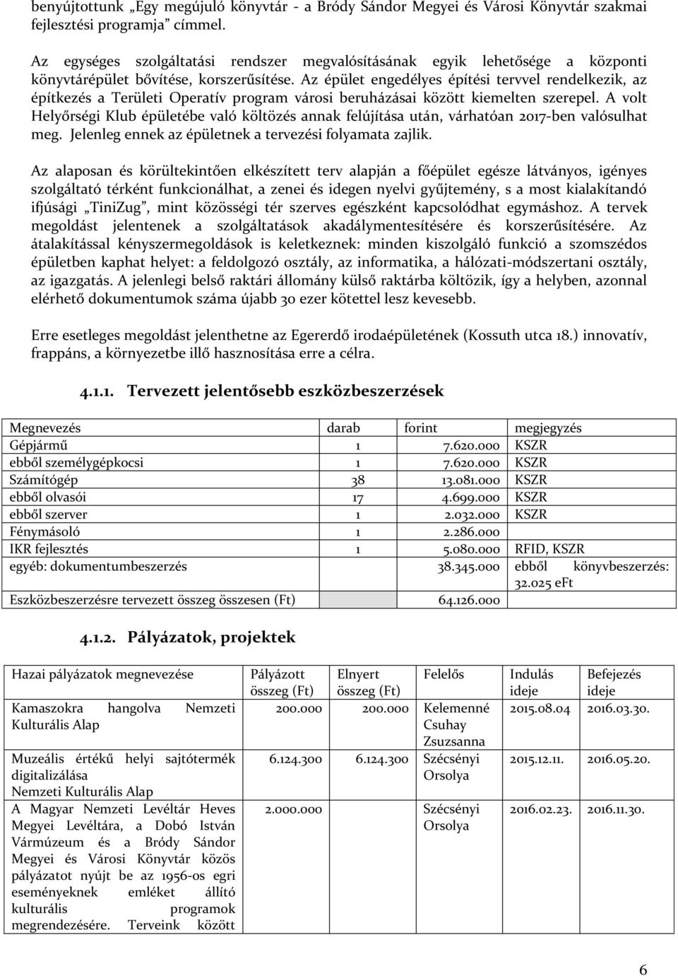 Az épület engedélyes építési tervvel rendelkezik, az építkezés a Területi Operatív program városi beruházásai között kiemelten szerepel.