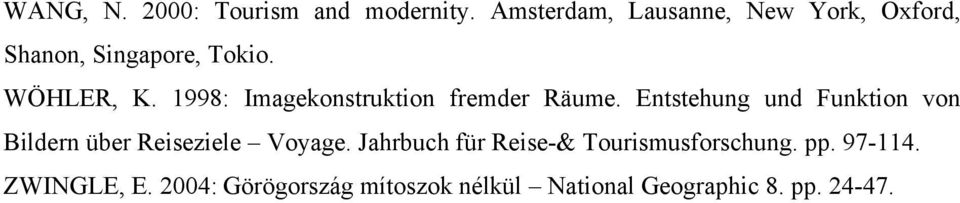 1998: Imagekonstruktion fremder Räume.