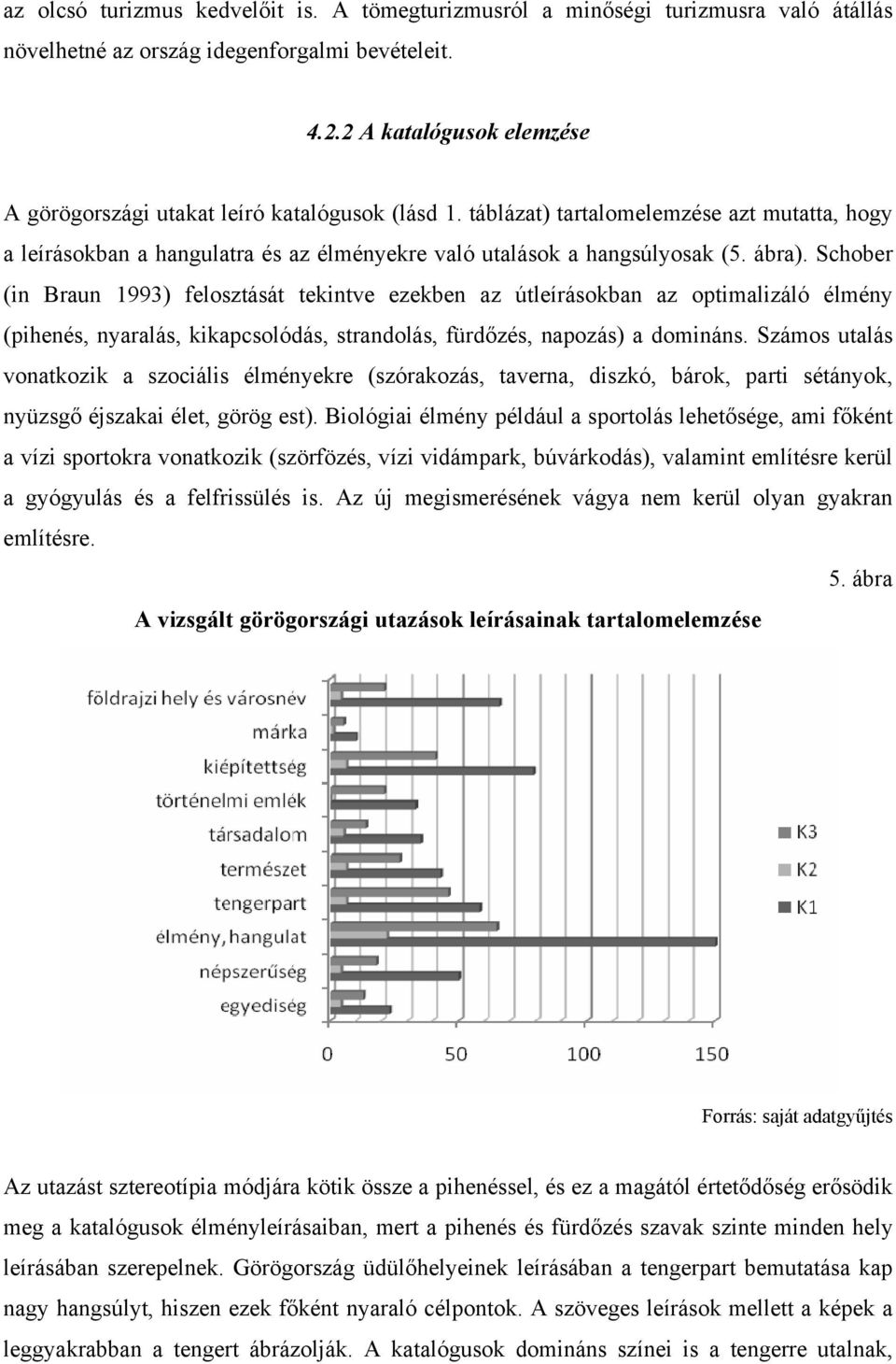 ábra). Schober (in Braun 1993) felosztását tekintve ezekben az útleírásokban az optimalizáló élmény (pihenés, nyaralás, kikapcsolódás, strandolás, fürdőzés, napozás) a domináns.