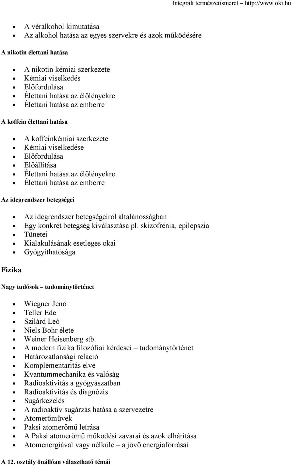 betegségei Fizika Az idegrendszer betegségeiről általánosságban Egy konkrét betegség kiválasztása pl.