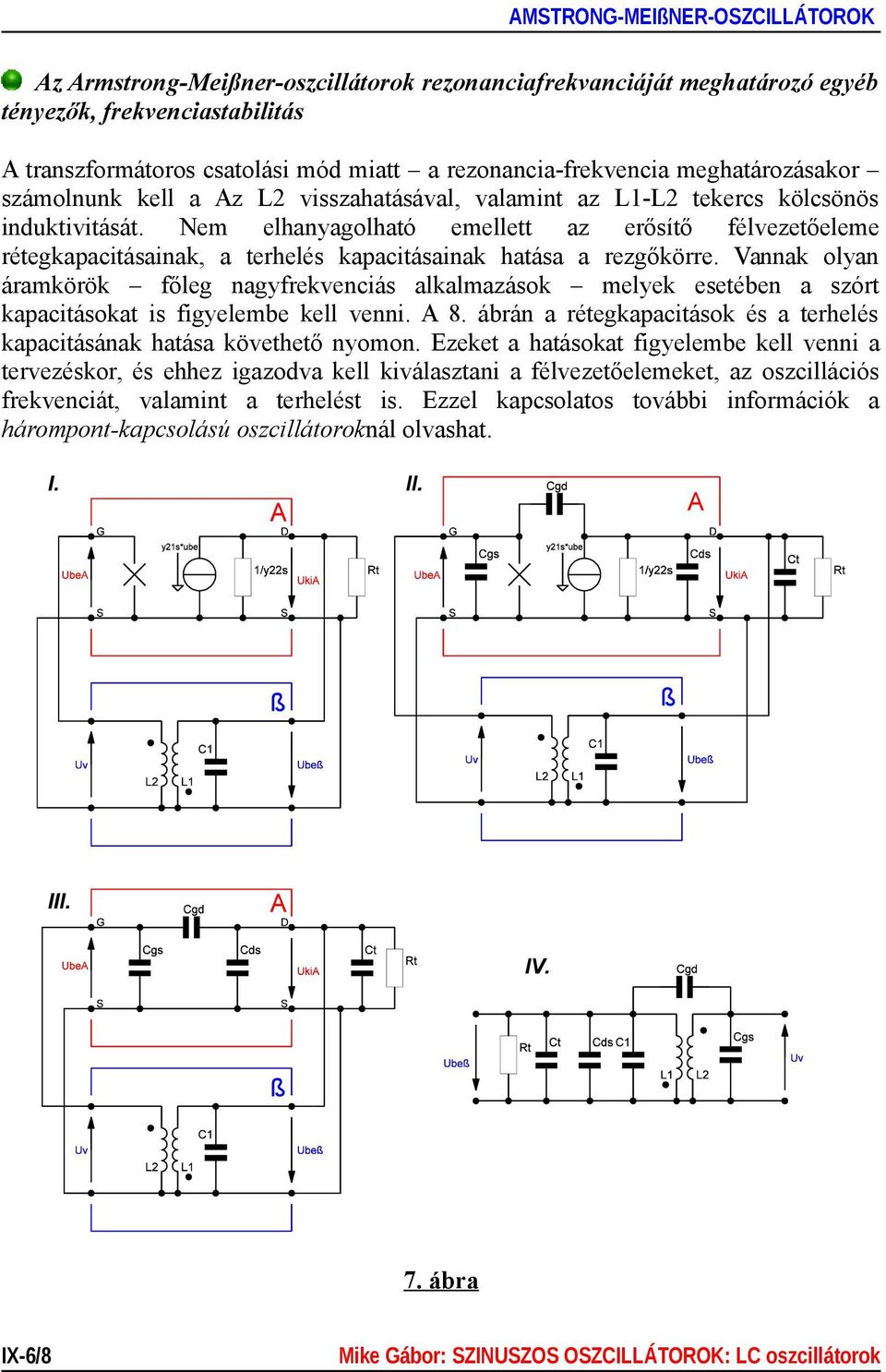 Nem elhanyagolható emellett az erősítő félvezetőeleme rétegkapacitásainak, a terhelés kapacitásainak hatása a rezgőkörre.