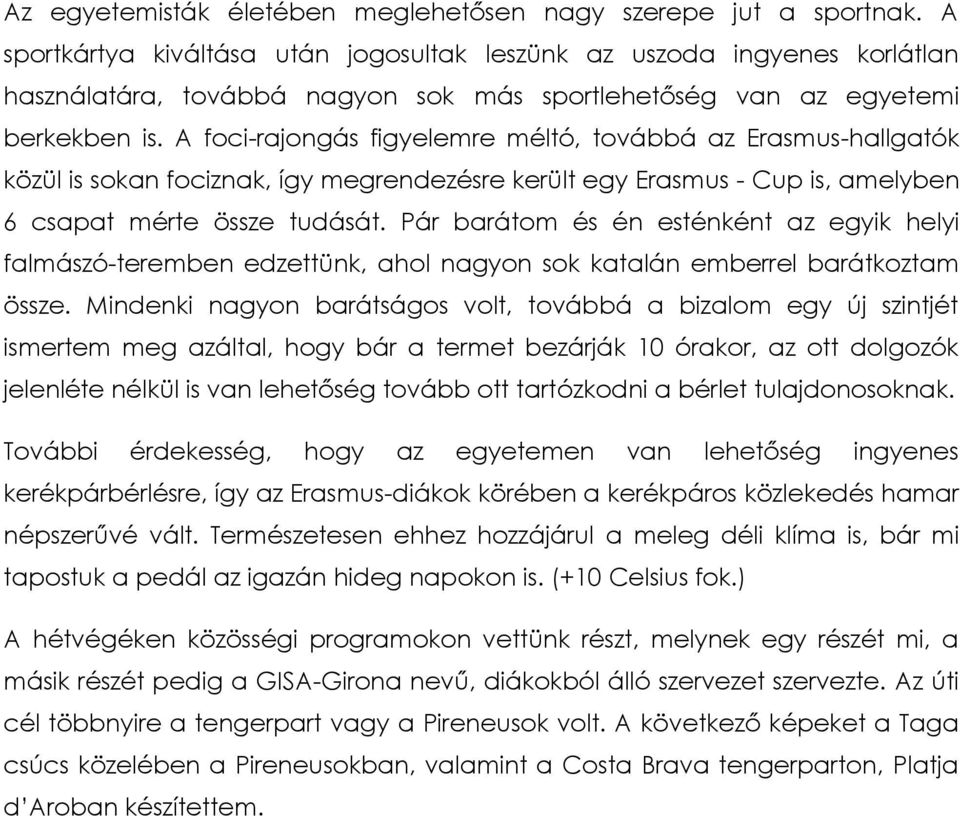 A foci-rajongás figyelemre méltó, továbbá az Erasmus-hallgatók közül is sokan fociznak, így megrendezésre került egy Erasmus - Cup is, amelyben 6 csapat mérte össze tudását.