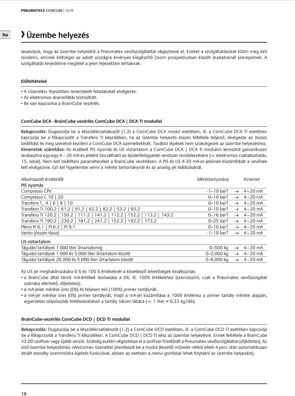 A szolgáltatás terjedelme megfelel a jelen fejezetben leírtaknak. Előfeltételek A «Szerelés» fejezetben ismertetett feladatokat elvégezte. Az elektromos áramellátás biztosított.