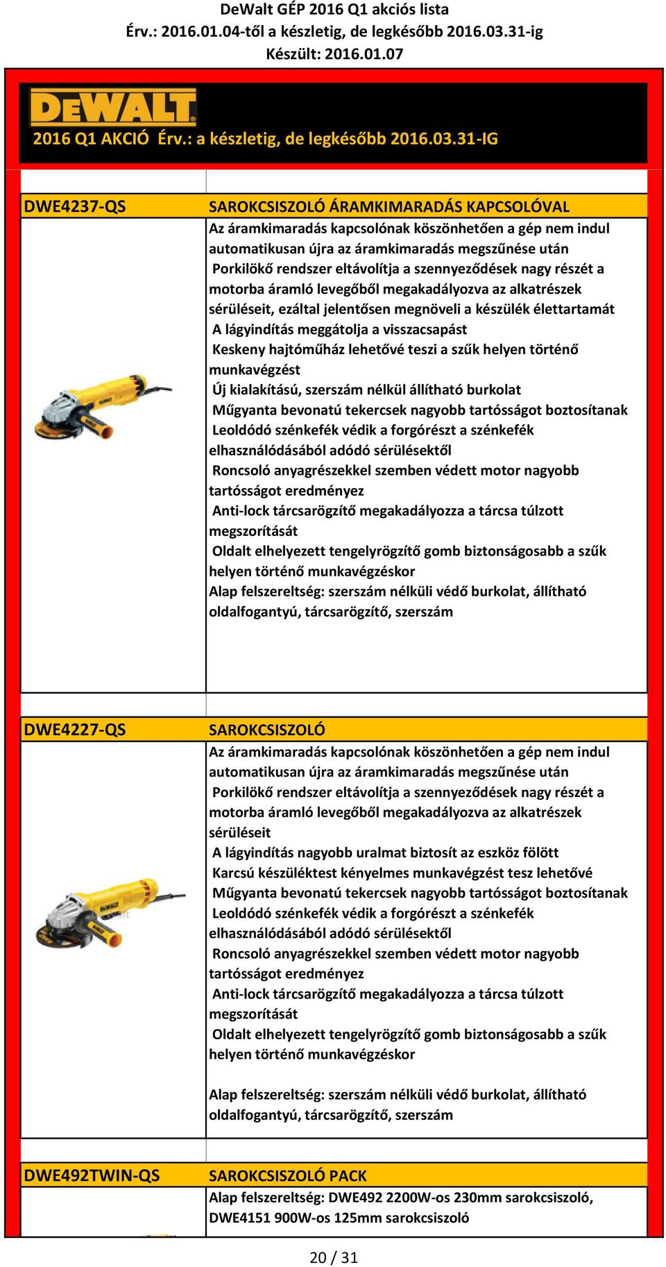 hajtóműház lehetővé teszi a szűk helyen történő munkavégzést Új kialakítású, szerszám nélkül állítható burkolat Műgyanta bevonatú tekercsek nagyobb tartósságot boztosítanak Leoldódó szénkefék védik a