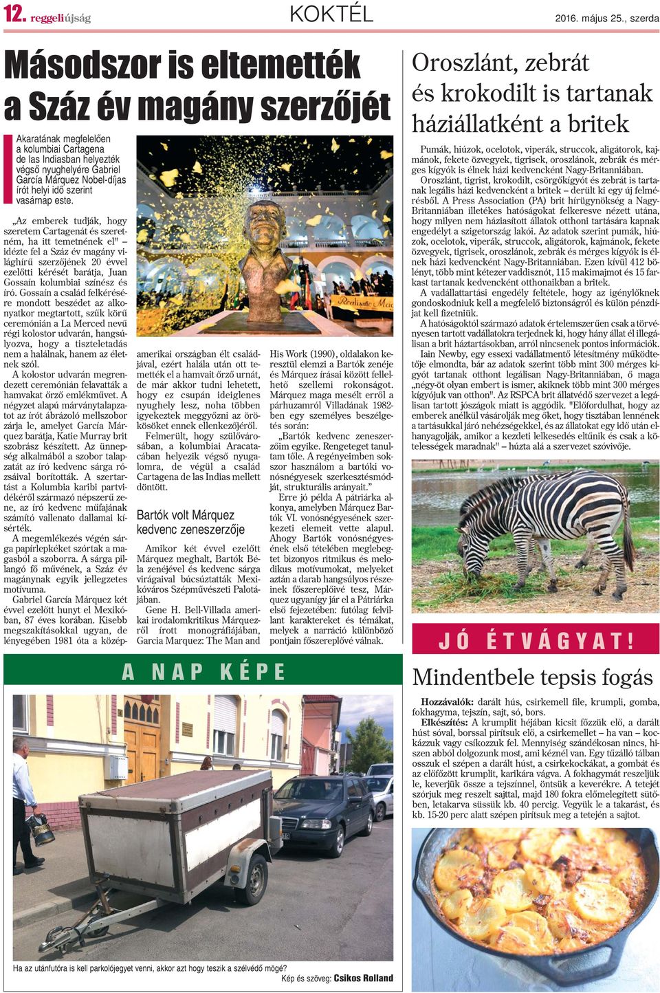 szerint vasárnap este.