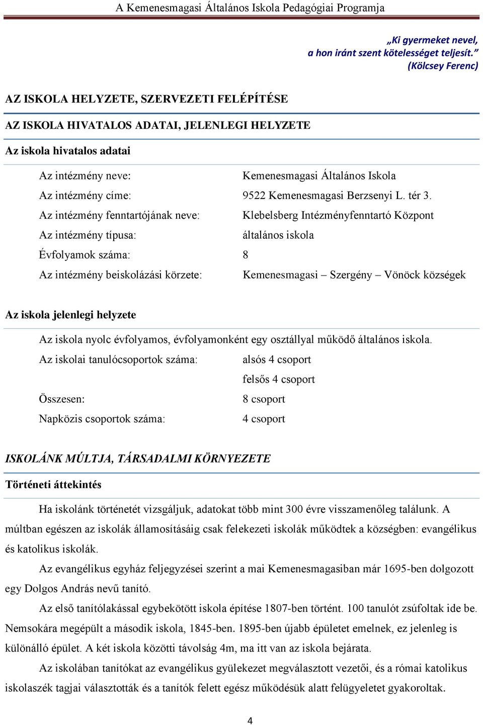 címe: 9522 Kemenesmagasi Berzsenyi L. tér 3.