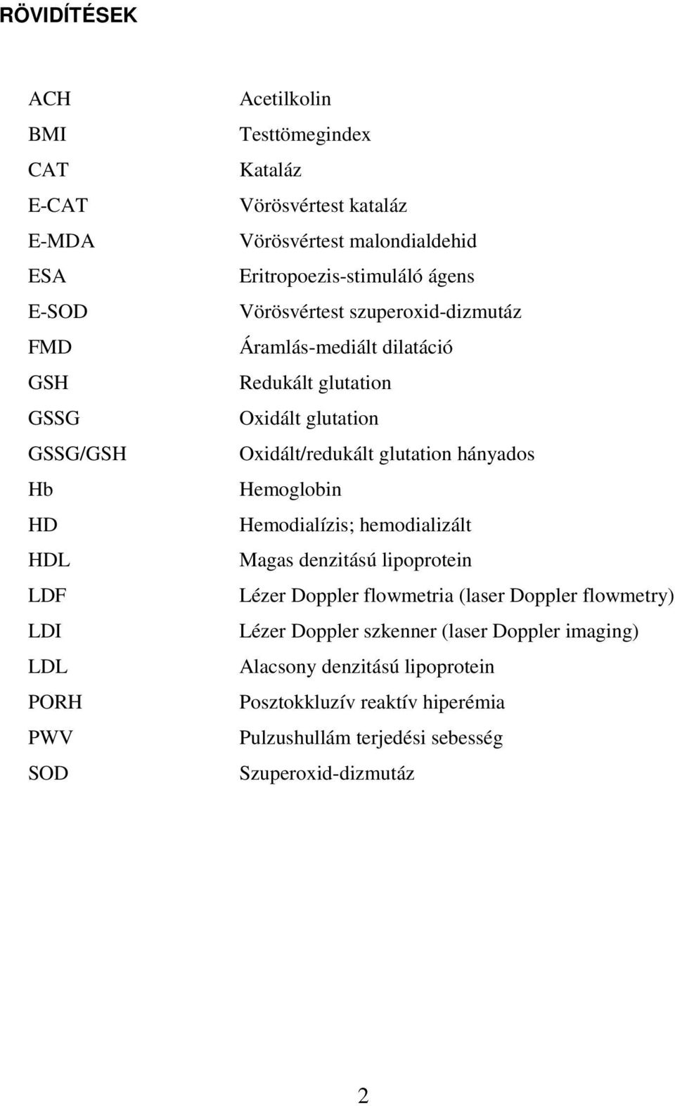 glutation Oxidált/redukált glutation hányados Hemoglobin Hemodialízis; hemodializált Magas denzitású lipoprotein Lézer Doppler flowmetria (laser Doppler