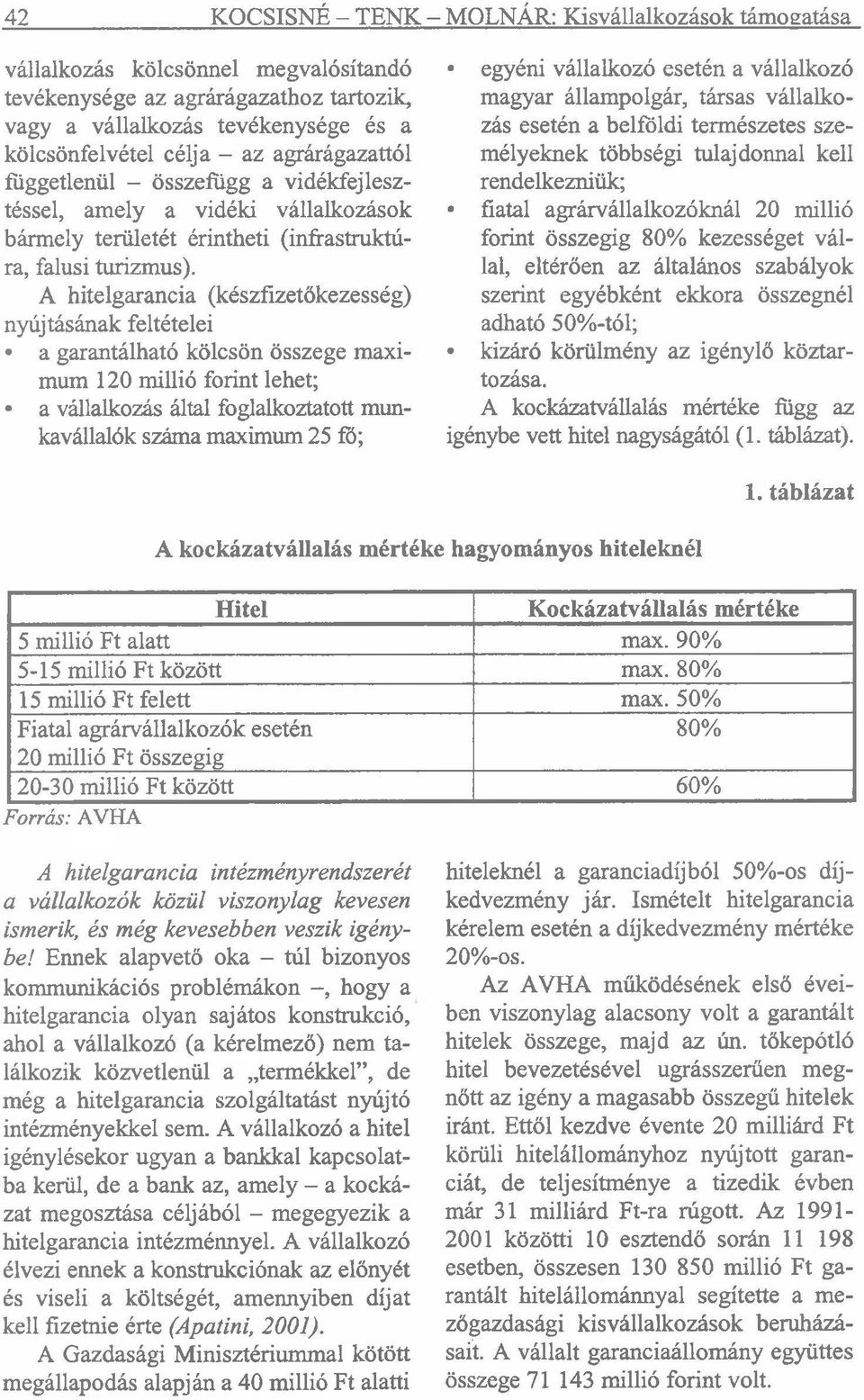 A hitelgarancia (készfizetőkezesség) nyújtásának feltételei a garantálható kölcsön összege maximum 120 millió forint lehet; a vállalkozás által foglalkoztatott munkavállalók száma maximum 25 fő;