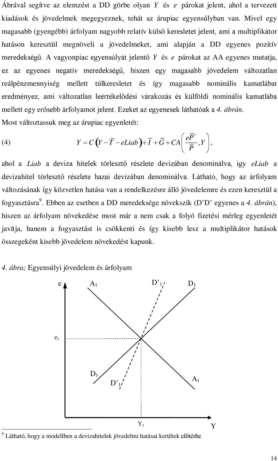 A vagyonpiac egyensúlyá jelenő Y és e pároka az AA egyenes muaja, ez az egyenes negaív meredekségű, hiszen egy magasabb jövedelem válozalan reálpénzmennyiség melle úlkereslee és így magasabb