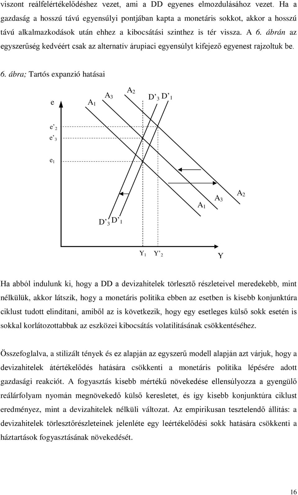 ábrán az egyszerűség kedvéér csak az alernaív árupiaci egyensúly kifejező egyenes rajzoluk be. 6.