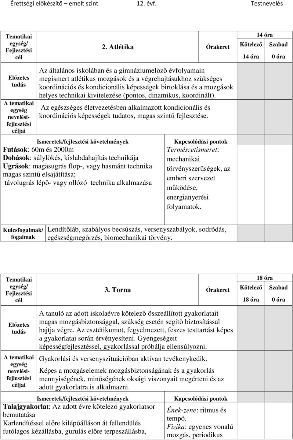 Az egészséges életvezetésben alkalmazott kondicionális és koordinációs képességek tudatos, magas szintű fejlesztése.