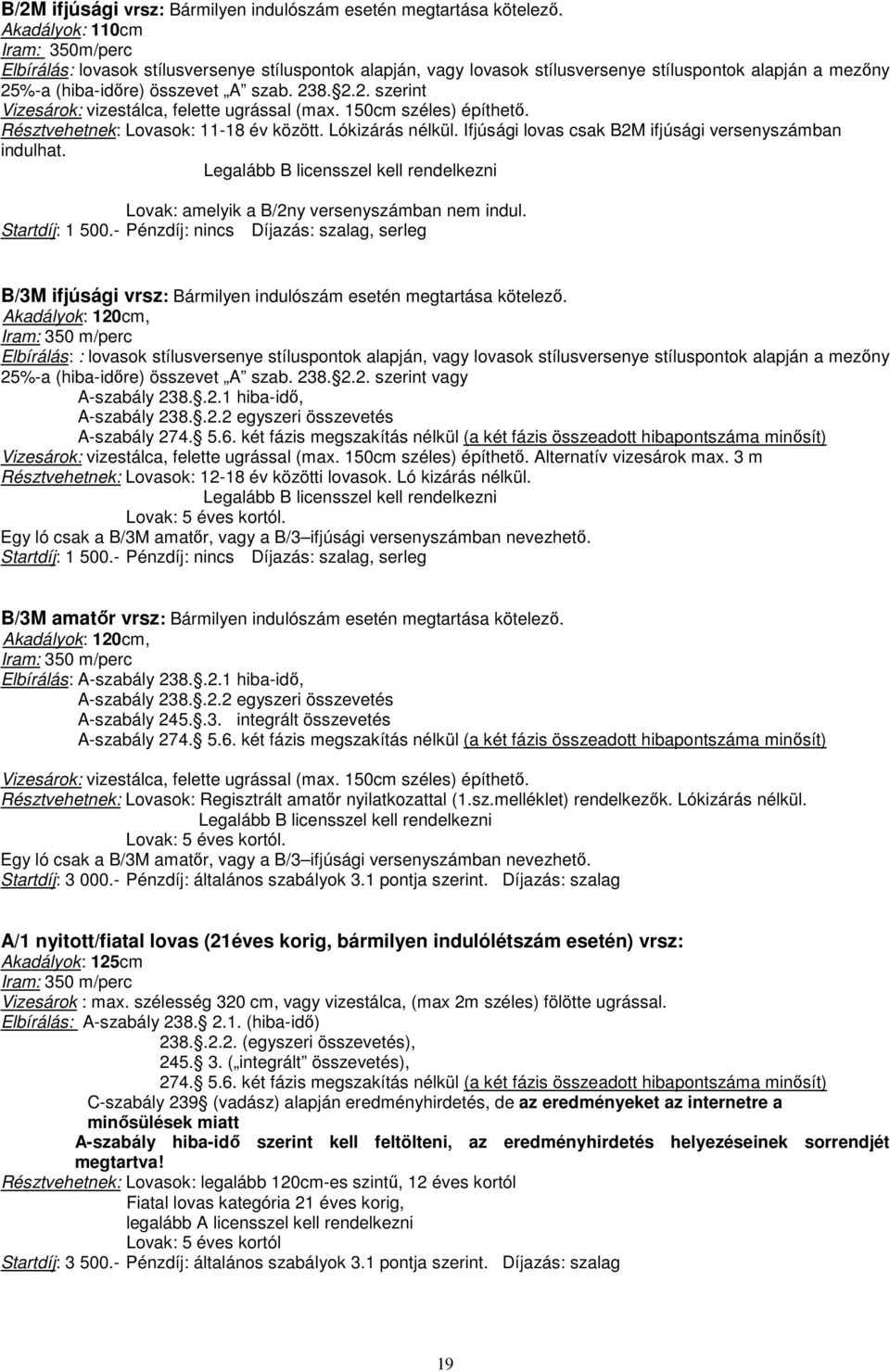 %-a (hiba-időre) összevet A szab. 238. 2.2. szerint Vizesárok: vizestálca, felette ugrással (max. 150cm széles) építhető. Résztvehetnek: Lovasok: 11-18 év között. Lókizárás nélkül.