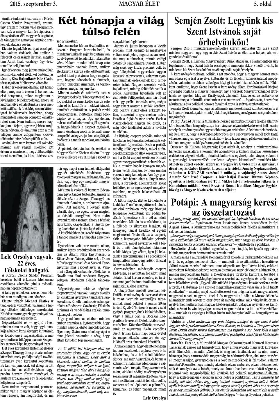 magyar néptánc értékeinek átadása révén. Eleinte leginkább európai országokban voltam érdekelt, ám amikor a felsorolt célországok listáján megláttam Ausztráliát, valahogy úgy éreztem: Ide kell jönnöm!