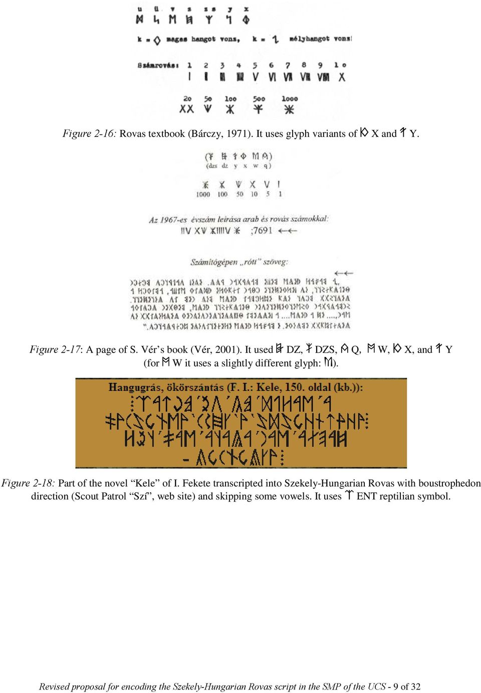 Fekete transcripted into Szekely-Hungarian Rovas with boustrophedon direction (Scout Patrol Szí, web site) and skipping some