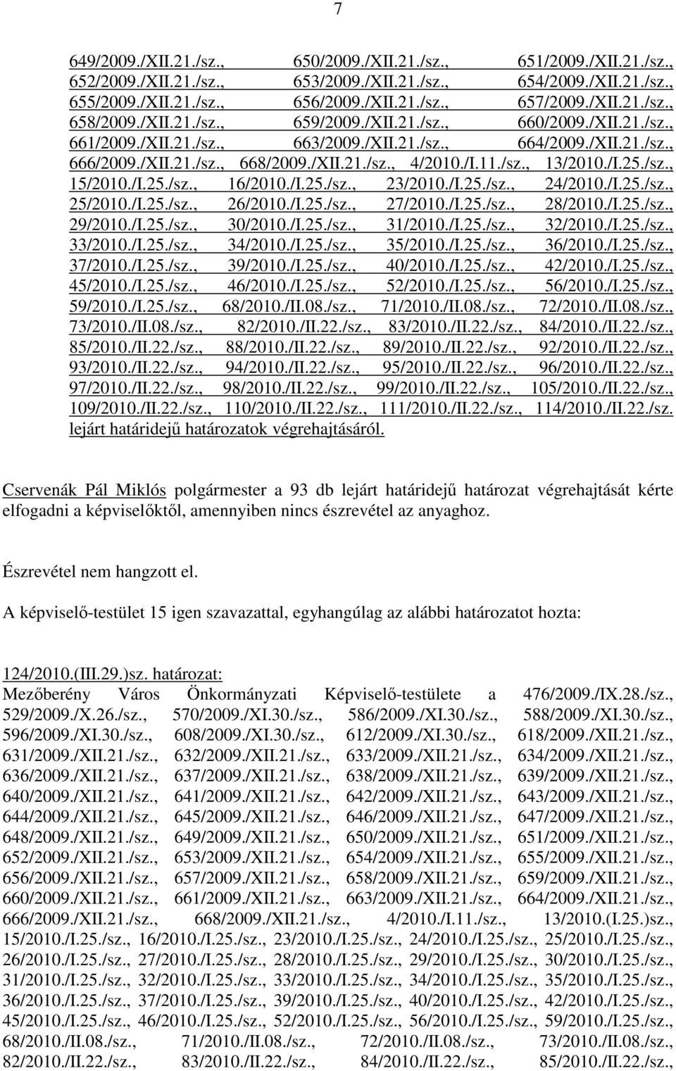 /I.25./sz., 15/2010./I.25./sz., 16/2010./I.25./sz., 23/2010./I.25./sz., 24/2010./I.25./sz., 25/2010./I.25./sz., 26/2010./I.25./sz., 27/2010./I.25./sz., 28/2010./I.25./sz., 29/2010./I.25./sz., 30/2010.