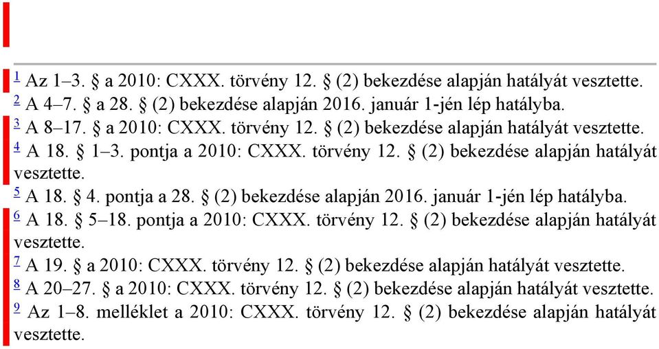 pontja a 2010: CXXX. törvény 12. (2) bekezdése alapján hatályát vesztette. 7 A 19. a 2010: CXXX. törvény 12. (2) bekezdése alapján hatályát vesztette. 8 A 20 27. a 2010: CXXX. törvény 12. (2) bekezdése alapján hatályát vesztette. 9 Az 1 8.