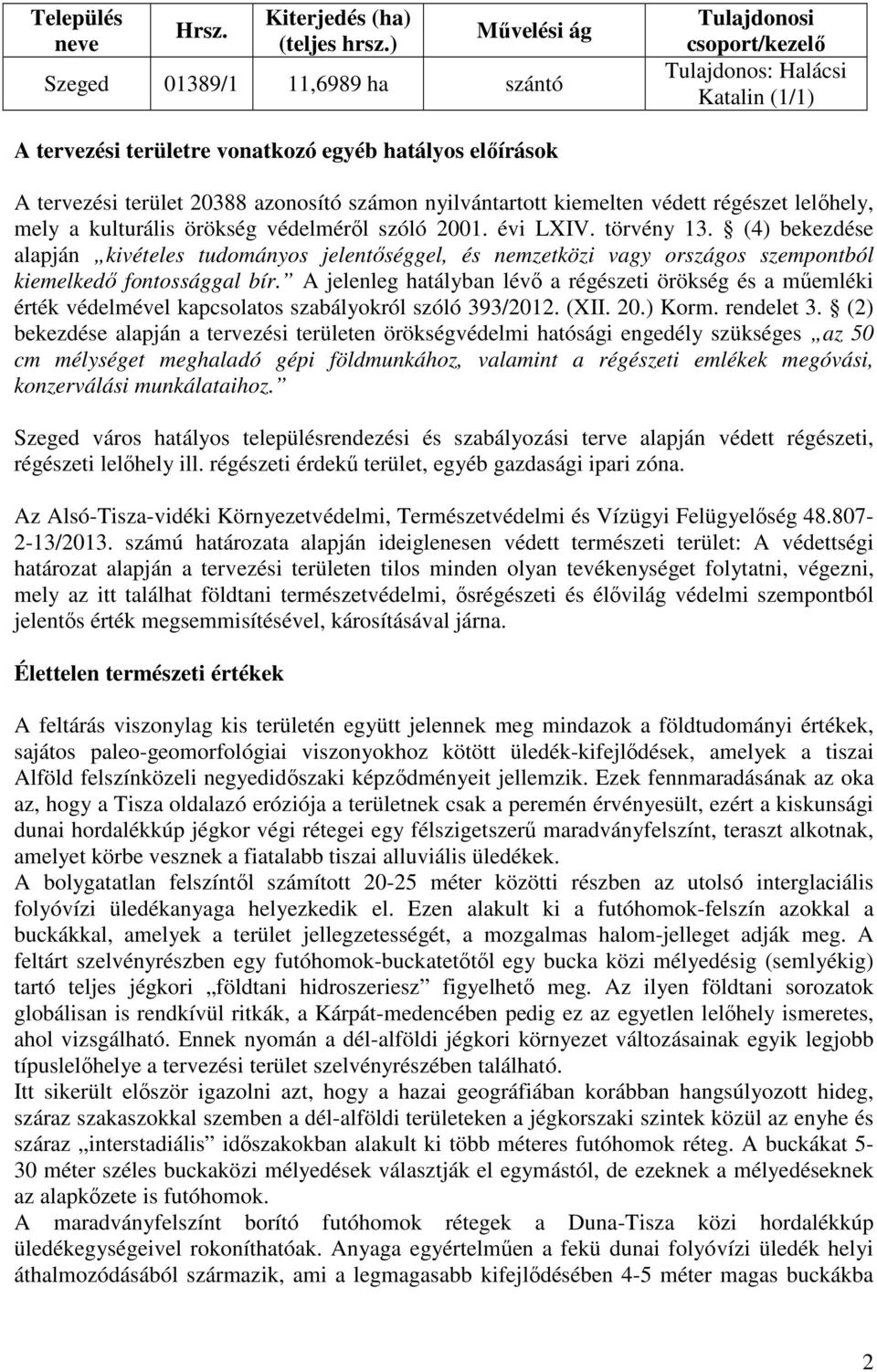 azonosító számon nyilvántartott kiemelten védett régészet lelőhely, mely a kulturális örökség védelméről szóló 2001. évi LXIV. törvény 13.