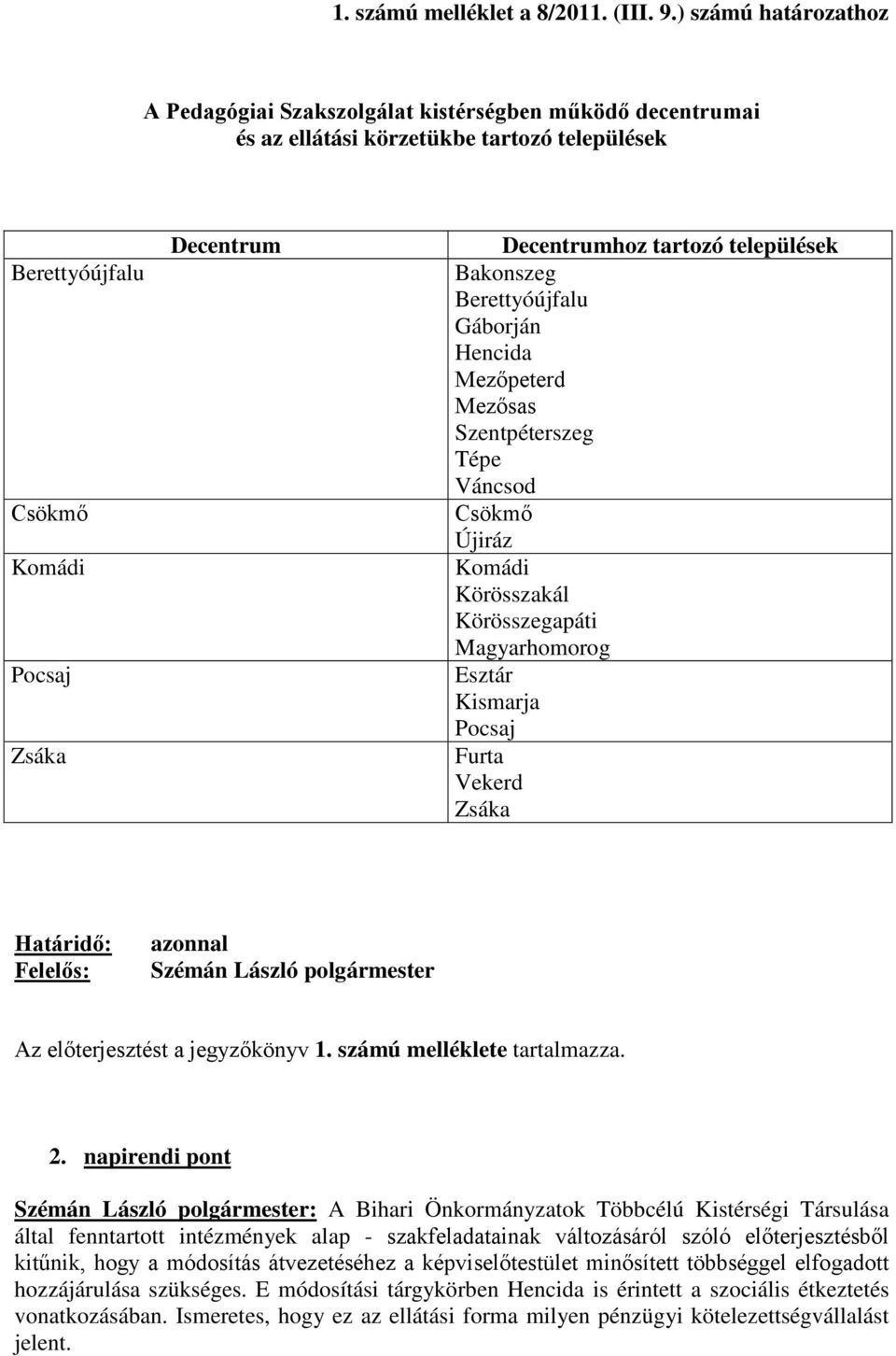 települések Bakonszeg Berettyóújfalu Gáborján Hencida Mezőpeterd Mezősas Szentpéterszeg Tépe Váncsod Csökmő Újiráz Komádi Körösszakál Körösszegapáti Magyarhomorog Esztár Kismarja Pocsaj Furta Vekerd