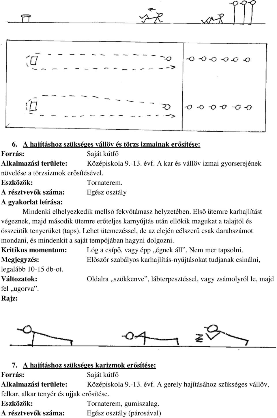 Első ő ütemre karhajlítást végeznek, majd második ütemre erőteljes karnyújtás után ellökik magukat a talajtól és összeütik tenyerüket (taps).