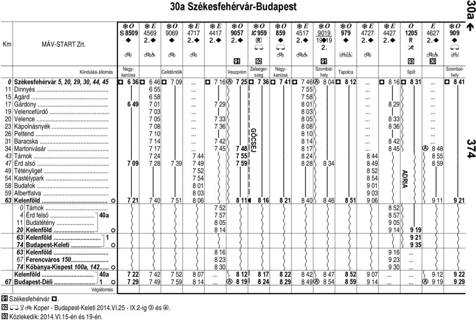 . 1 a x859 D 636 649 79 721 722 729 4569 D 646 655 658 71 73 75 78 71 714 717 724 728 74 742 749 Széksfhérvár D. j u Kopr - Budaps-Kl 214.VI.25 - IX.2-g S és V. k Közlkdk: 214.VI.15-én és 19-én.