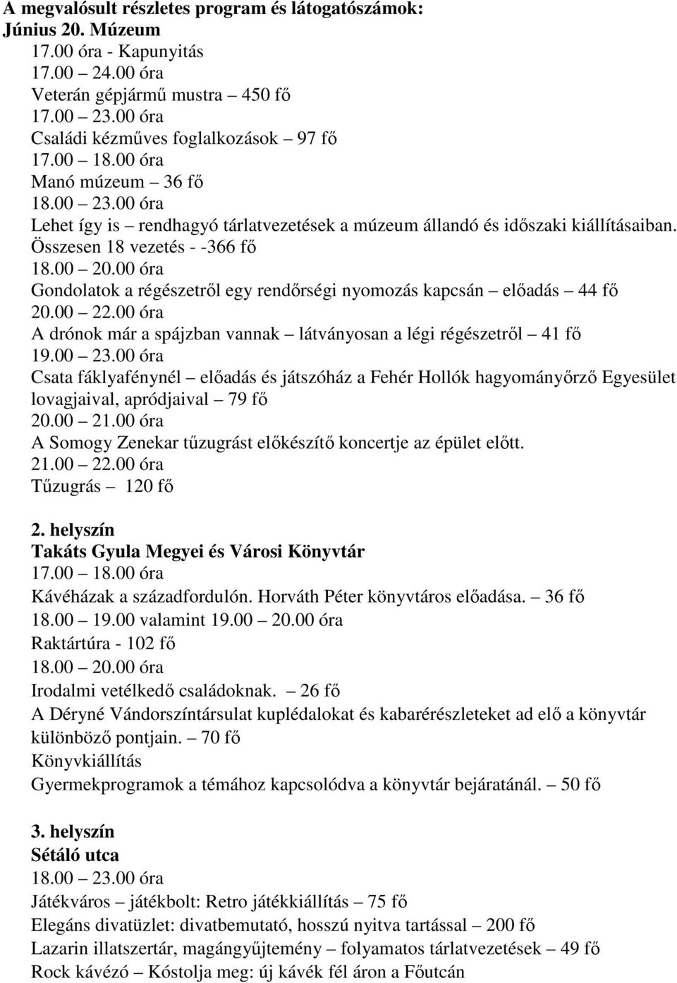 00 óra Gondolatok a régészetről egy rendőrségi nyomozás kapcsán előadás 44 fő 20.00 22.00 óra A drónok már a spájzban vannak látványosan a légi régészetről 41 fő 19.00 23.