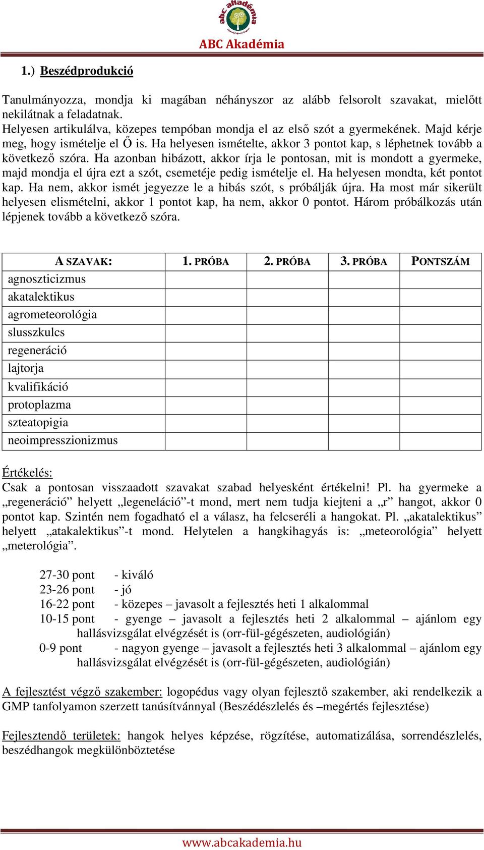 Ha azonban hibázott, akkor írja le pontosan, mit is mondott a gyermeke, majd mondja el újra ezt a szót, csemetéje pedig ismételje el. Ha helyesen mondta, két pontot kap.