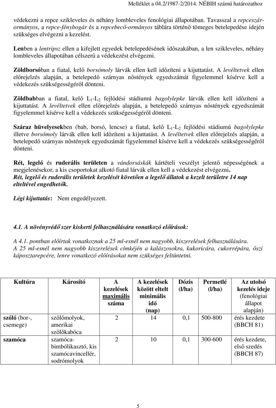 Lenben a lentripsz ellen a kifejlett egyedek betelepedésének időszakában, a len szikleveles, néhány lombleveles állapotában célszerű a védekezést elvégezni.