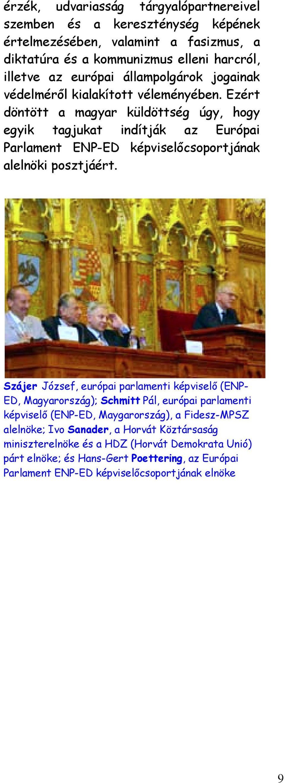 Ezért döntött a magyar küldöttség úgy, hogy egyik tagjukat indítják az Európai Parlament ENP-ED képviselőcsoportjának alelnöki posztjáért.
