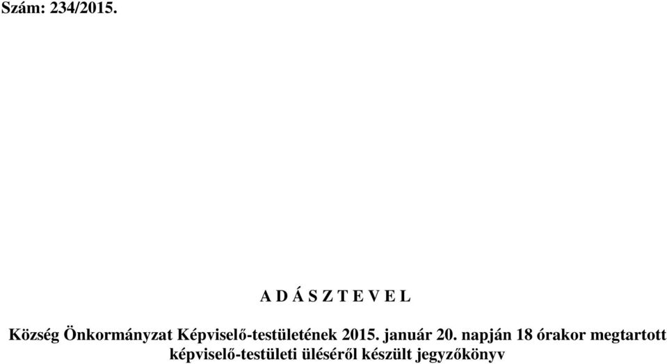 Képviselő-testületének 2015. január 20.