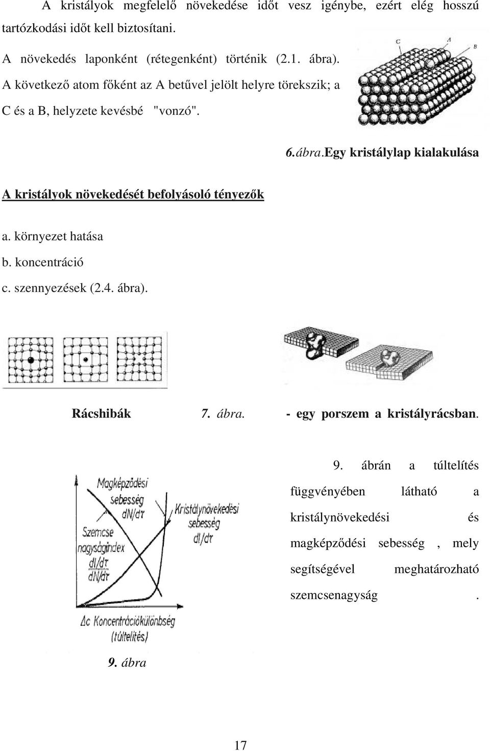 A következő atom főként az A betűvel jelölt helyre törekszik; a C és a B, helyzete kevésbé "vonzó". 6.ábra.