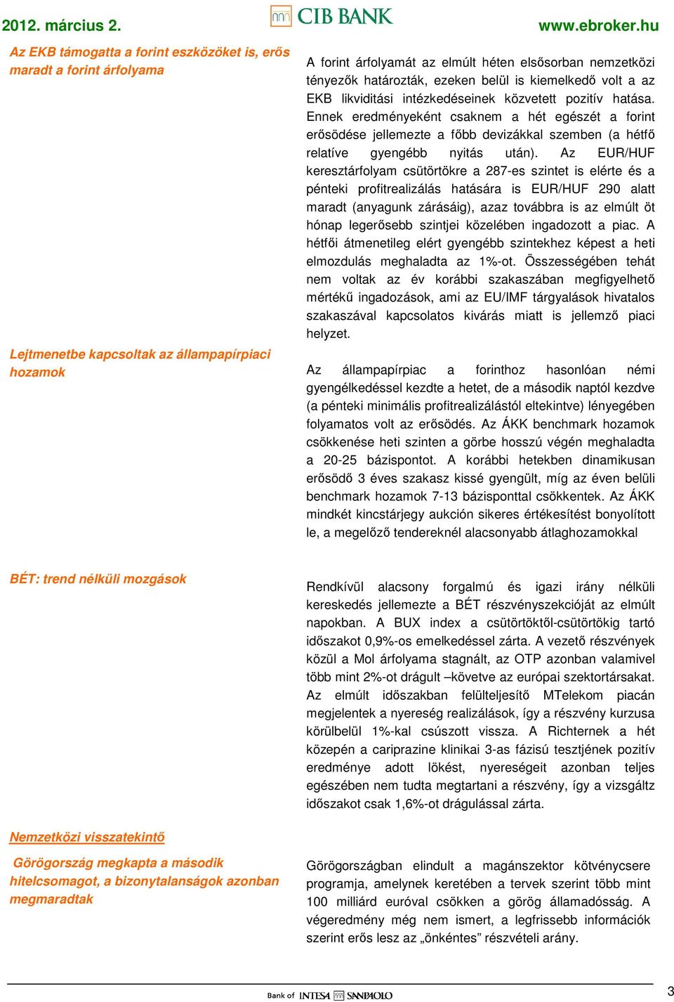 Ennek eredményeként csaknem a hét egészét a forint erısödése jellemezte a fıbb devizákkal szemben (a hétfı relatíve gyengébb nyitás után).