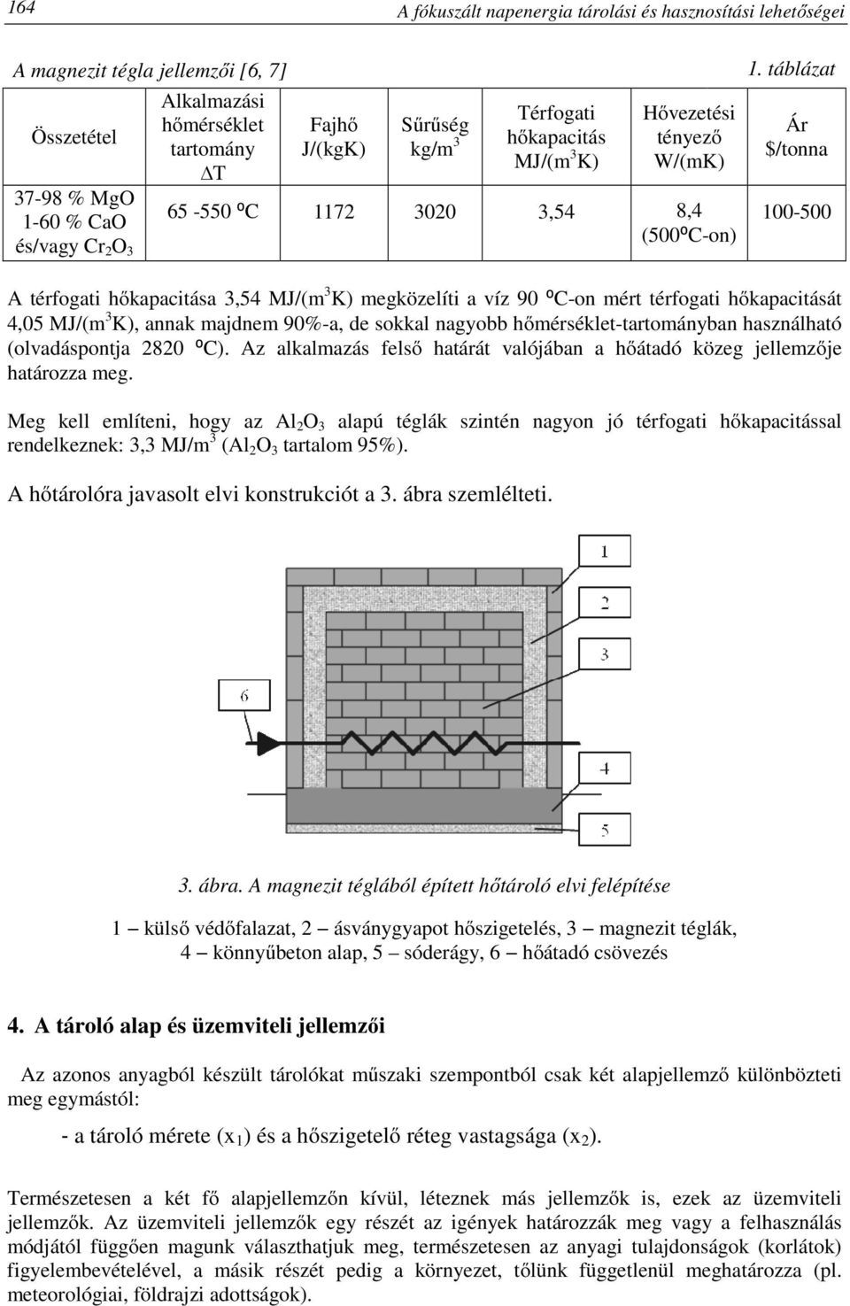 táblázat Ár $/tonna 100-500 A térfogati hőkapacitása 3,54 MJ/(m 3 K) megközelíti a víz 90 ⁰C-on mért térfogati hőkapacitását 4,05 MJ/(m 3 K), annak majdnem 90%-a, de sokkal nagyobb