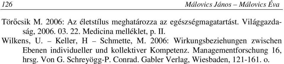Medicina melléklet, p. II. Wilkens, U. Keller, H Schmette, M.
