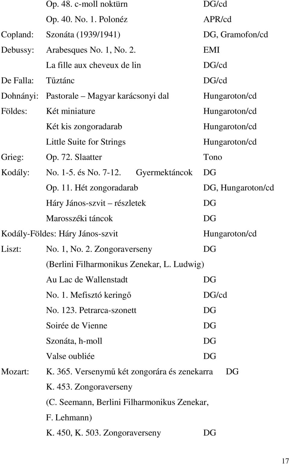 for Strings Hungaroton/cd Grieg: Op. 72. Slaatter Tono Kodály: No. 1-5. és No. 7-12. Gyermektáncok Op. 11.